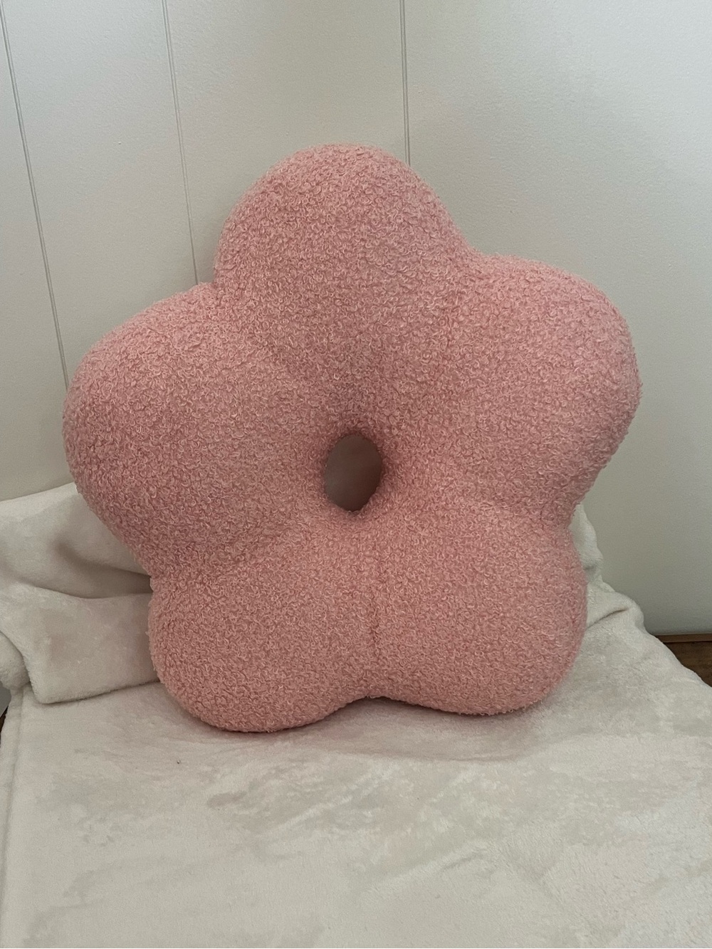 Plush Pink Flower Shaped Throw Pillow